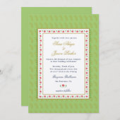 Ethnische Blume Grenze Mint grüne indische Hochzei Einladung (Vorne/Hinten)