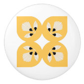 Ethnische Blume verziert gelb und schwarz Keramikknauf (Vorderseite)