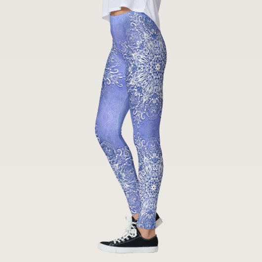Ethnische BlumenMandala auf Schmutzhintergrund Leggings (Links)