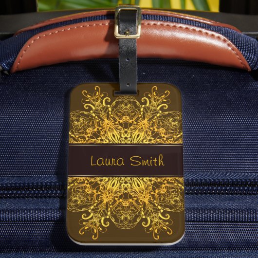 Ethnische Blumenmandala. Blumenkrone Gepäckanhänger (Vorderseite Insitu 2)