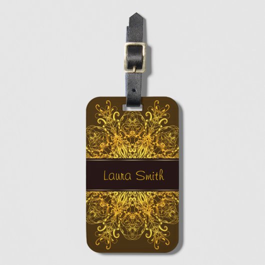 Ethnische Blumenmandala. Blumenkrone Gepäckanhänger (Vorderseite Vertikal)