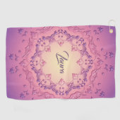 Ethnische Blumenmandala. Blumenkrone Golfhandtuch (Horizontal)