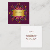 Ethnische BlumenMandala. Goldener Rahmen Quadratische Visitenkarte (Vorne/Hinten)