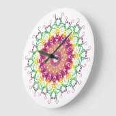 Ethnische Blumenmandala. Große Wanduhr (Winkel)