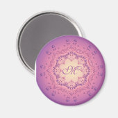 Ethnische Blumenmandala. Monogramm. Magnet (Vorderseite/Rückseite)