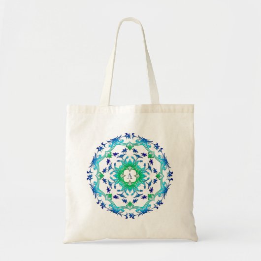 Ethnische BlumenMandala. Monogramm Tragetasche (Vorne)