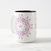 Ethnische BlumenMandala. Monogramm Zweifarbige Tasse (Vorderseite Links)