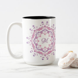 Ethnische BlumenMandala. Monogramm Zweifarbige Tasse