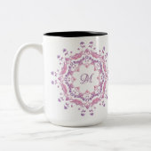 Ethnische BlumenMandala. Monogramm Zweifarbige Tasse (Links)