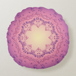 Ethnische BlumenMandala Rundes Kissen