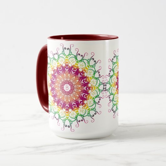 ethnische Blumenmandala. Tasse (Vorderseite Links)