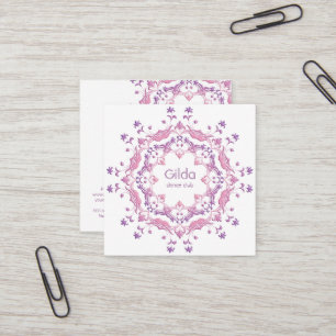 Ethnische BlumenMandala. Text Quadratische Visitenkarte