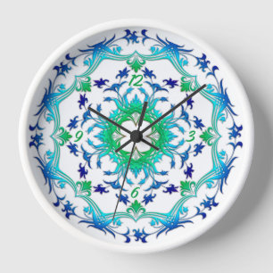 Ethnische Blumenmandala. Uhr
