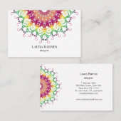 Ethnische Blumenmandala. Visitenkarte (Vorne/Hinten)
