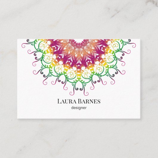 Ethnische Blumenmandala. Visitenkarte (Vorderseite)