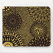 Ethnische Blumenmuster-Mauspad in Schwarz und Gold Mousepad (Vorne)