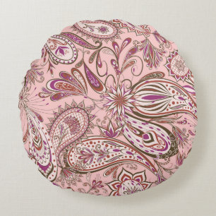 Ethnische Blumenmuster: Orientalisches Paisley-Des Rundes Kissen