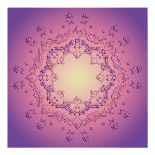 Ethnische Blumensteigungs-Mandala Poster