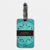 Ethnische BlumenTürkis-Schmutz-Mandala. Name Gepäckanhänger (Rückseite vertikal)