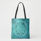 Ethnische BlumenTürkis-Schmutz-Mandala Tasche (Vorderseite)