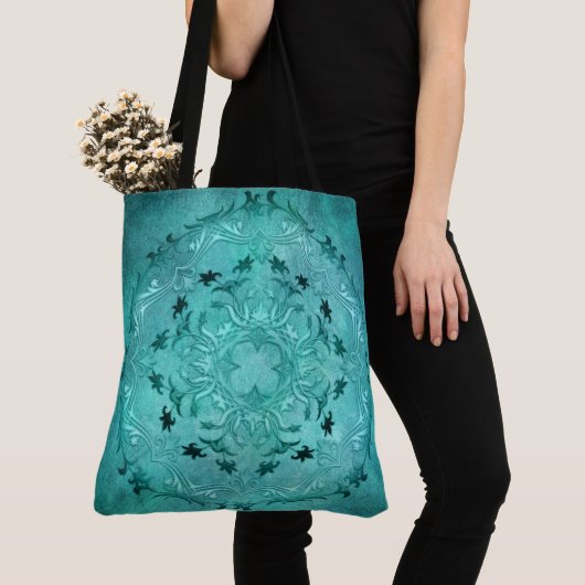 Ethnische BlumenTürkis-Schmutz-Mandala Tasche (Von Nahem)