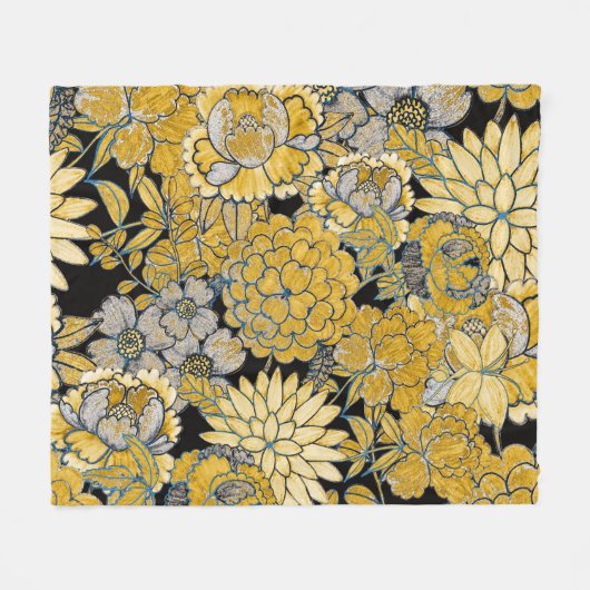 Ethnische Blüte: Creative Paisley Texture. Fleecedecke (Vorderseite (Horizontal))