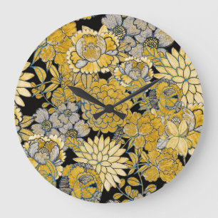Ethnische Blüte: Creative Paisley Texture. Große Wanduhr