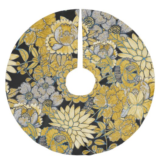 Ethnische Blüte: Creative Paisley Texture. Polyester Weihnachtsbaumdecke (Vorderseite)