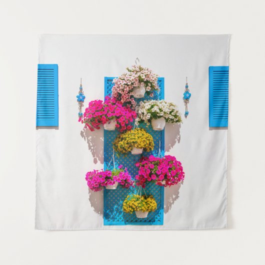 Ethnische Blüte: Gartenmauer Wandteppich (Vorderseite)