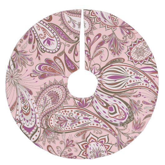 Ethnische Blüte: Orientales Paisley Design. Polyester Weihnachtsbaumdecke (Vorderseite)