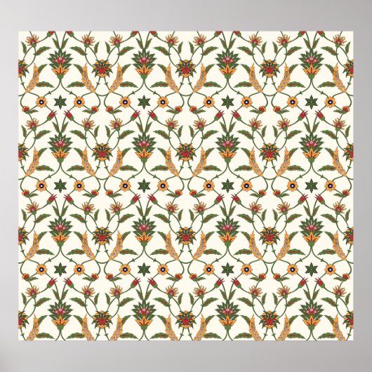 Ethnische Blüte: Stilvolles Nahtloses Ornament. Poster (Vorne)