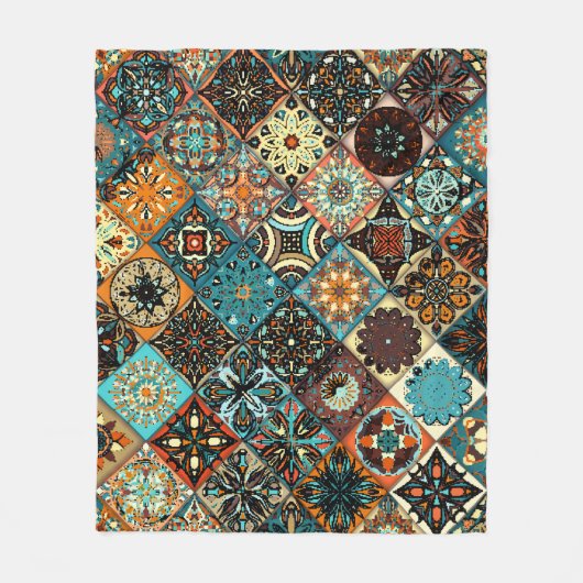 Ethnische Blütenmandala nahtlos Muster. Farbige m Fleecedecke (Vorderseite)