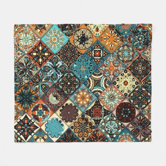 Ethnische Blütenmandala nahtlos Muster. Farbige m Fleecedecke (Vorderseite (Horizontal))