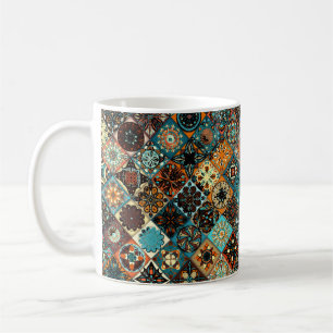 Ethnische Blütenmandala nahtlos Muster. Farblich Kaffeetasse