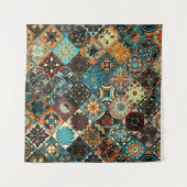 Ethnische Blütenmandala nahtlos Muster. Farblich Wandteppich (Vorderseite (Horizontal))