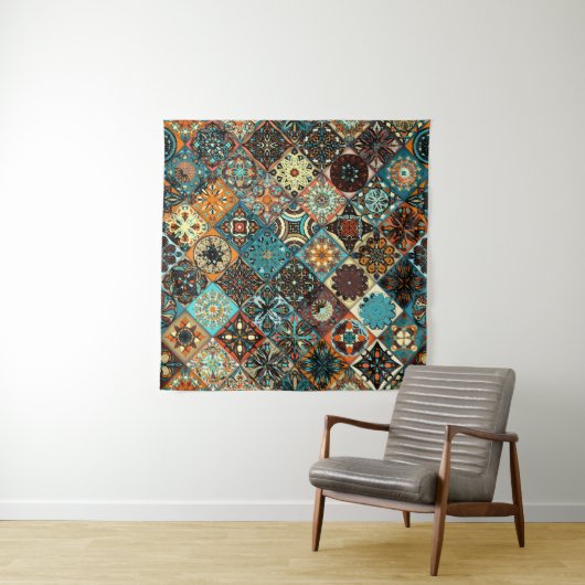 Ethnische Blütenmandala nahtlos Muster. Farblich Wandteppich (Beispiel)