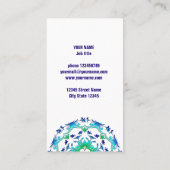 Ethnische Blütenmandala. Text. Visitenkarte (Rückseite)