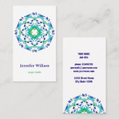 Ethnische Blütenmandala. Text. Visitenkarte (Vorne/Hinten)