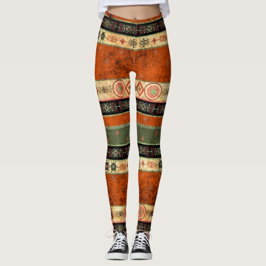 Ethnische Boho Grunge, farbenfrohe Muster. Leggings (Vorderseite)