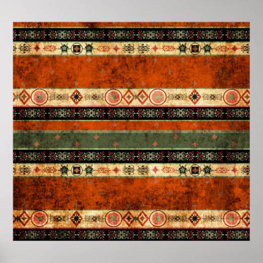 Ethnische Boho Grunge, farbenfrohe Muster. Poster (Vorne)