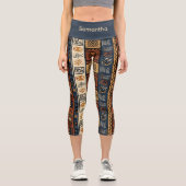 Ethnische Boho-Mud-Cloth Capri Leggings (Vorderseite)