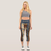 Ethnische Boho-Mud-Cloth Capri Leggings (Vorderseite)
