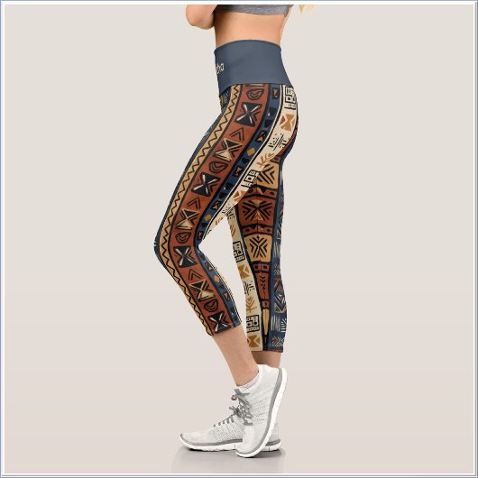 Ethnische Boho-Mud-Cloth Capri Leggings