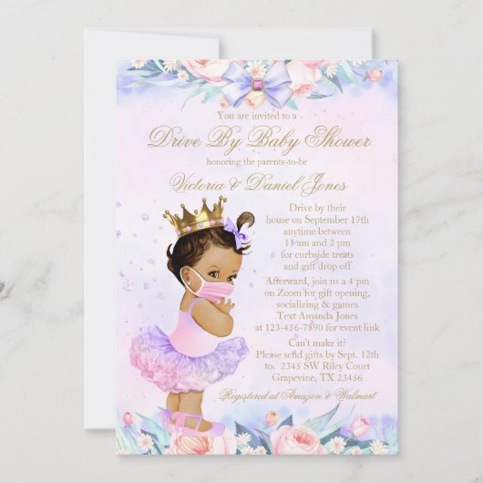 Ethnische Druckmaschine mit Maskenantrieb mit Baby Einladung (Vorderseite)