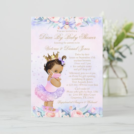 Ethnische Druckmaschine mit Maskenantrieb mit Baby Einladung (Stehend Vorderseite)