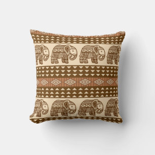 Ethnische Elefanten Geometrisches Vintage-Muster Kissen