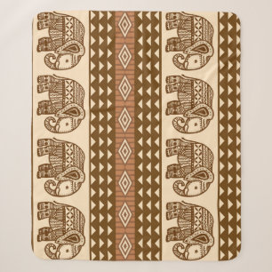 Ethnische Elefanten Geometrisches Vintage-Muster Sherpadecke