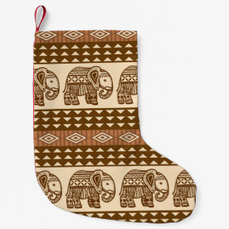 Ethnische Elefanten Geometrisches Vintages Muster Kleiner Weihnachtsstrumpf