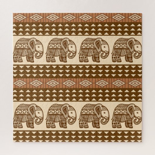 Ethnische Elefanten Geometrisches Vintages Muster Puzzle (Vertikal)
