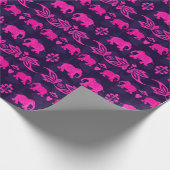 Ethnische Elefanten rosa und blau Gemustert Geschenkpapier (Ecke)